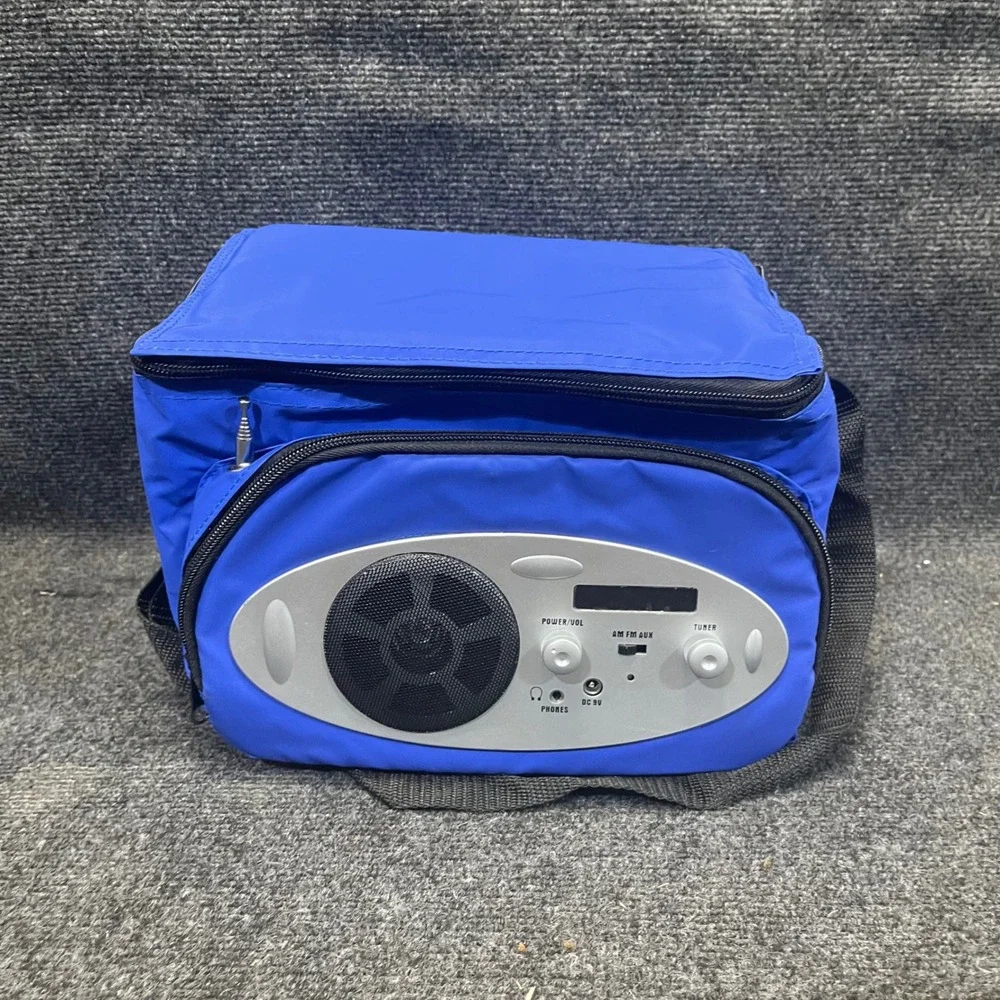 California Innovations Collapsible Blue MusiCooler AM FM‎ Radio Aux Speaker Bag